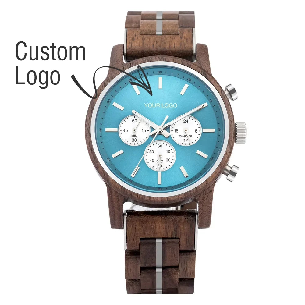 Wooden Men's Watch BOBOBIRD New Top Japanese Miyota Wristwatch Sports Chronograph Calendar Custom Gift Box Relogio Masculino