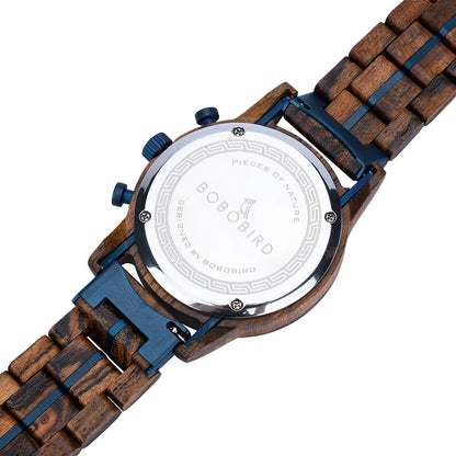 Wooden Men's Watch BOBOBIRD New Top Japanese Miyota Wristwatch Sports Chronograph Calendar Custom Gift Box Relogio Masculino