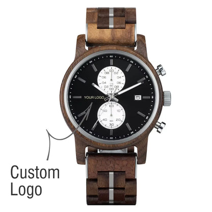 Wooden Men's Watch BOBOBIRD New Top Japanese Miyota Wristwatch Sports Chronograph Calendar Custom Gift Box Relogio Masculino
