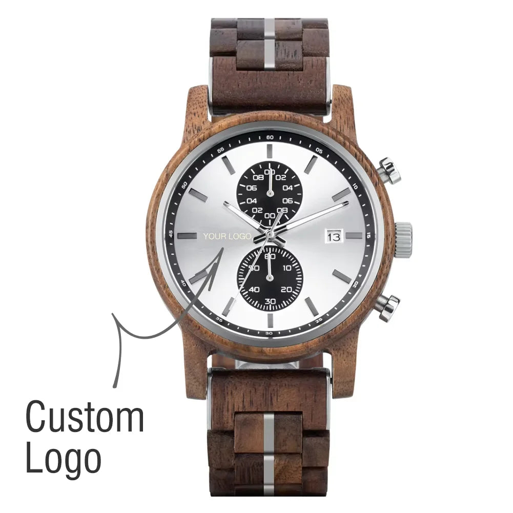 Wooden Men's Watch BOBOBIRD New Top Japanese Miyota Wristwatch Sports Chronograph Calendar Custom Gift Box Relogio Masculino