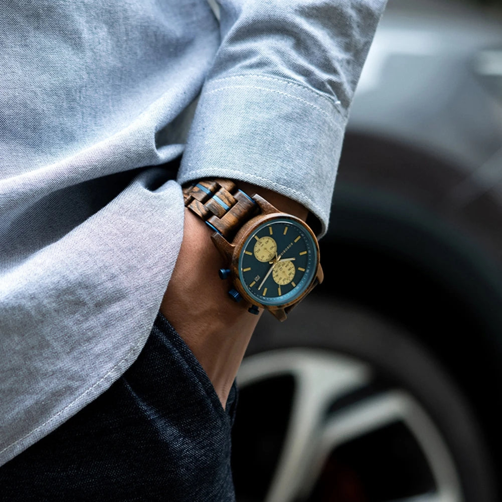 Wooden Men's Watch BOBOBIRD New Top Japanese Miyota Wristwatch Sports Chronograph Calendar Custom Gift Box Relogio Masculino