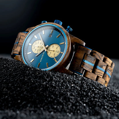 Wooden Men's Watch BOBOBIRD New Top Japanese Miyota Wristwatch Sports Chronograph Calendar Custom Gift Box Relogio Masculino