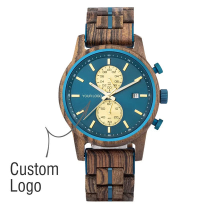 Wooden Men's Watch BOBOBIRD New Top Japanese Miyota Wristwatch Sports Chronograph Calendar Custom Gift Box Relogio Masculino